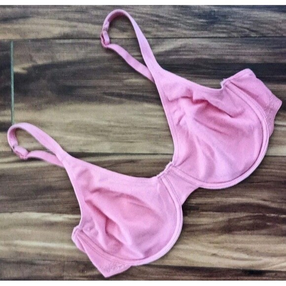 Vintage Victoria's Secret Unlined T Shirt Bra Cotton Size 38C Pink Underwire Y2K - Picture 1 of 8